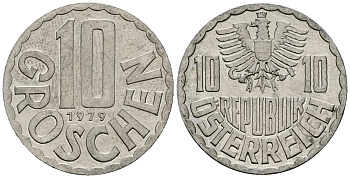 Австрия 10 грошей 1979 KM 2878 алюминий 4138-424