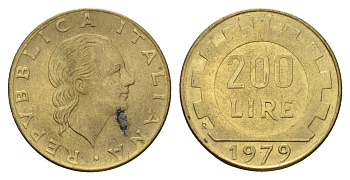 Италия 200 лир 1979 R, шестерня KM 105 алюминиевая бронза UNC 4638-653