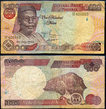 Нигерия 100 найра 1999 Обафеми Аволово, гора Зума Pick 28 b бумага 8592-26-1-1