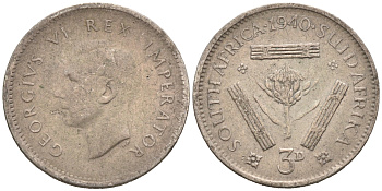Южная Африка 3 пенса 1940 Георг VI (1937-1952) KM 26 серебро 75-812