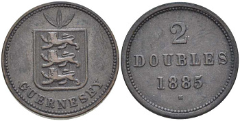 Гернси 2 дабла (дубля) 1885 H KM 9 бронза 3996-827