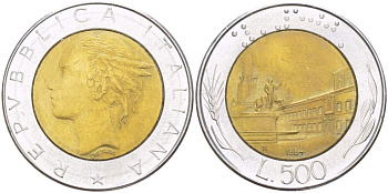 ИТАЛИЯ 500 ЛИР 1984 R KM 111 биметалл 4529-245