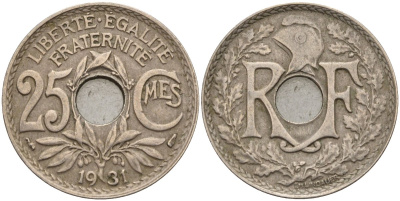 Франция 25 сантимов 1931 KM 867a, Le Franc 171.7 медно-никель 4143-444