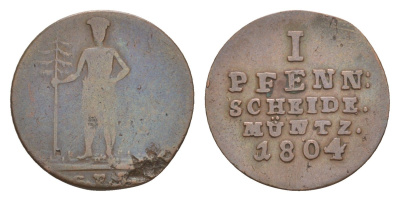 Брауншвейг-Люнебург 1 пфенниг 1804 GFM KM 330 медь 4655-453