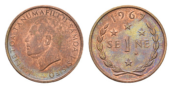 Самоа 1 сене 1967 год-тип KM 1 бронза UNC 96-1115