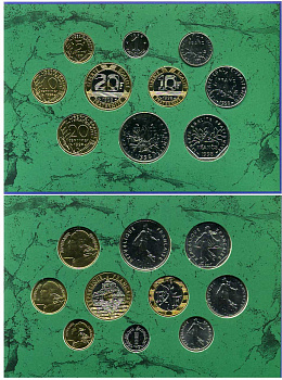 Франция официальный набор из 10 монет 1998 в оригинальном буклете KM MS14   UNC  00-00