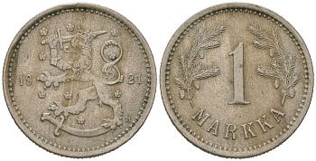 Финляндия 1 марка 1921 H KM 27 медно-никель 77-415