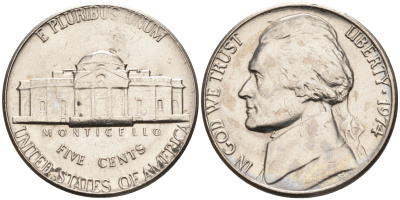 США 5 центов 1974 Джефферсон KM А192 медно-никель    4595-644