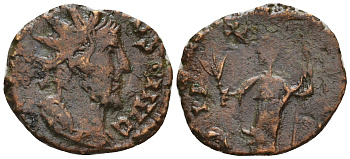 Римская Империя, императоры в Галлии антониниан 272 Тетрик, IMP C TETRICVS P F AVG, бюст императора / PAX AVG, Пация, персонификация Мира, локальная чеканка в Галлии RIC 100 биллон 1073-25-93