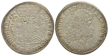 Бранденбург-Пруссия 2/3 талера 1691 BH, Фридрих III (1688-1701), монетный двор Минден KM 576 серебро 413-4444