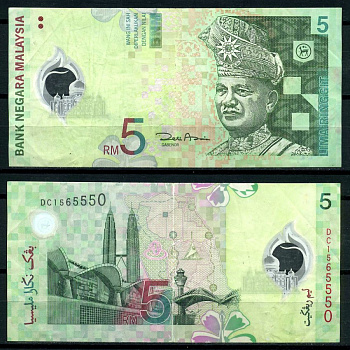 Малайзия 5 ринггитов ND (2004) султан Туанку Абдул Рахман, серия DC Pick 47(1) пластик 7207-30-3-2