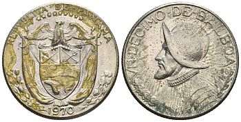 Панама 1/10 бальбоа 1970  KM 10 медь плакированная медно-никелем  aUNC  4609-853