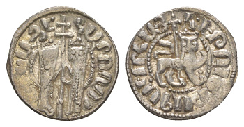 Киликийская Армения трам 1226-1271 Хетум I и царица Забель, держат крест/лев с патриаршим крестом  серебро    1516-933