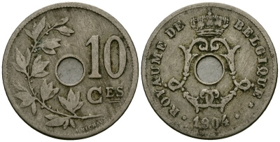 Бельгия 10 сантимов 1904 Belgique KM 52 медно-никель 4172-737