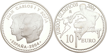Испания 10 евро 2004 XXVIII Летние Олимпийские игры 2004 года, бег с барьерами KM 1101 серебро PROOF 1074-9-11