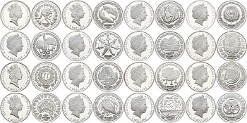 Австралия набор из 16 монет по 5 долларов 2000 XXVII летние Олимпийские игры 2000 года в Сиднее полный набор, в оригинальной деревянной коробке, с сертификатами серебро PROOF 00-000-00