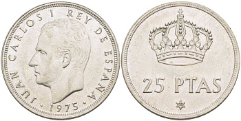 Испания 25 песет 1975 (80) Хуан Карлос I (1975-2014) KM 808 медно-никель 109-1041