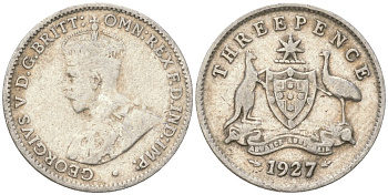 Австралия 3 пенса 1927 Георг V (1910-1936) KM 24 серебро 4621-1139