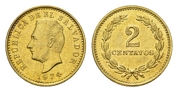 Сальвадор 2 сентаво 1974 KM 148 никель латунь UNC 4643-722