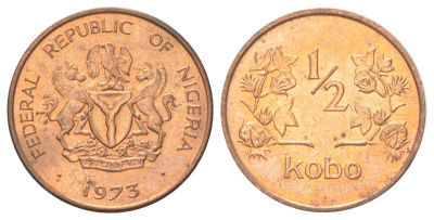 Нигерия 1/2 кобо 1973 KM 7 бронза UNC 4625-441