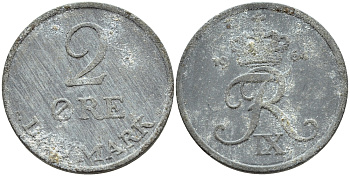 ДАНИЯ 2 ЭРЕ 1964 C; S, ФРЕДЕРИК IX (1947-1972) KM 840.2 цинк 51-1644