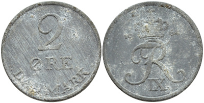 ДАНИЯ 2 ЭРЕ 1964 C; S, ФРЕДЕРИК IX (1947-1972) KM 840.2 цинк 51-1644
