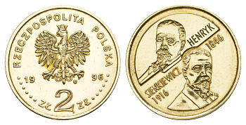 Польша 2 злотых 1996 MW, 150-летие со дня рождения писателя Генрика Сенкевича KM 315 нордик  UNC  413-5514