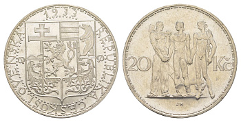 Чехословакия 20 крон 1933 KM 17 серебро aUNC 1517-1541