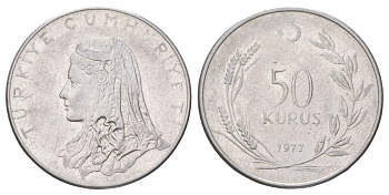 Турция 50 курушей 1977 Анатолийская невеста KM 899 нержавеющая сталь 4628-1024