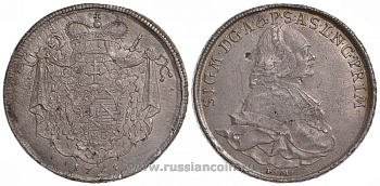 Австрия, Зальцбург 1 талер 1765 FM, Зигмунд фон Шраттенбах (1753-1771) Dav. 1259, KM 402 серебро 00-806-02