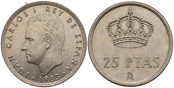 Испания 25 песет 1983 Хуан Карлос I (1975-2014) KM 824 медно-никель 183-141