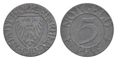 Боппард 10 пфеннигов 1919 Funck 53.2, Men05 3243.3, Men18 4165.3 цинк 4636-869