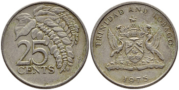 Тринидад и Тобаго 25 центов 1975 цветок дикая пуансеттия KM 28 медно-никель 4396-711
