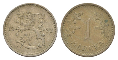 Финляндия 1 марка 1933 KM 30 медно-никель 4647-415