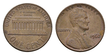 США 1 цент 1962 Авраам Линкольн KM 201 медь цинк 4674-469