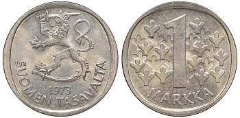 Финляндия 1 марка 1973 S KM 49а медно-никель UNC 259-423