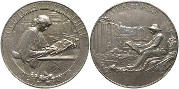 Франция медаль 1902 100 ЛЕТ НАУЧНОМУ ОБЩЕСТВУ ГОРОДА ЛИЛЬ, диаметр 38 мм. белый металл 4552-134