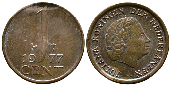 НИДЕРЛАНДЫ 1 ЦЕНТ 1977 ЮЛИАНА KM 180 бронза 177-1321