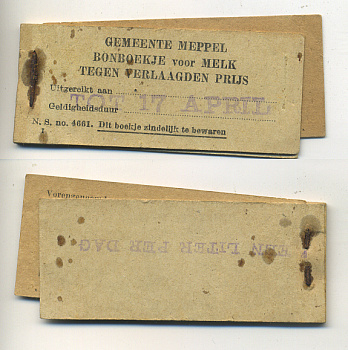 НИДЕРЛАНДЫ ПРОДОВОЛЬСТВЕННЫЕ КАРТОЧКИ НА МОЛОКО, ОТРЫВНЫЕ бумага 6317-37-3-2