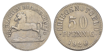 Брауншвейг 50 пфеннигов 1920 Funck 56.6, Men05 3454.12, Men18 4388.12 железо 4637-1251