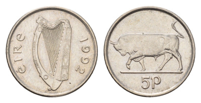 Ирландия5 пенсов1992быкKM 28медно-никельUNC4647-911
