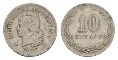 Аргентина 10 сентаво 1927 KM 35 медно-никель 4655-1011