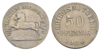 Брауншвейг 50 пфеннигов 1920 Funck 56.6, Men05 3454.12, Men18 4388.12 железо 4637-1251