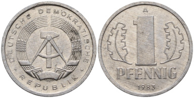 ГДР 1 пфенниг 1986 A KM 8.1 алюминий 4189-525
