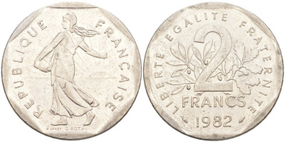 Франция 2 франка 1982 KM 942.1 никель 63-613