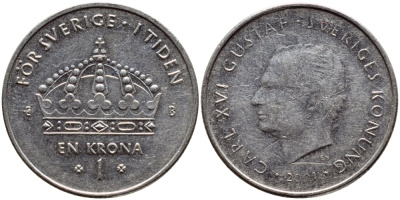 Швеция 1 крона 2001 Карл XVI Густав (1973- ) KM 894 медно-никель 4364-545