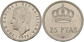 Испания 25 песет 1975 (76) Хуан Карлос I (1975-2014) KM 808 медно-никель 94-317