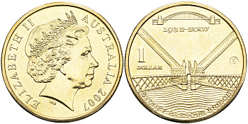 Австралия 1 доллар 2007 75 лет со дня сооружения моста Харбор-Бридж в Сиднее KM 1016а алюминиевая бронза UNC M46-18