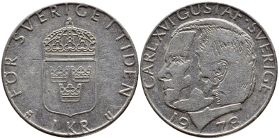 Швеция 1 крона 1978 Карл XVI Густав (1973- ) KM 852 медь плакированная медно-никелем 4397-853