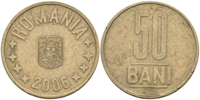 Румыния 50 бани 2006 KM 192 никель латунь 4573-541
